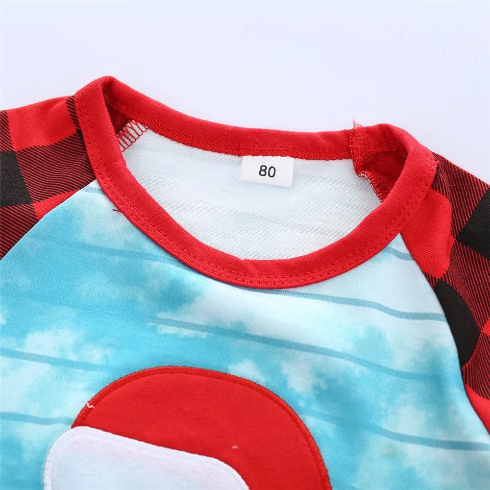 Girls Plaid Cartoon Tie Dye Long Sleeve Top & Flare Pants Wholesale Girls Clothing