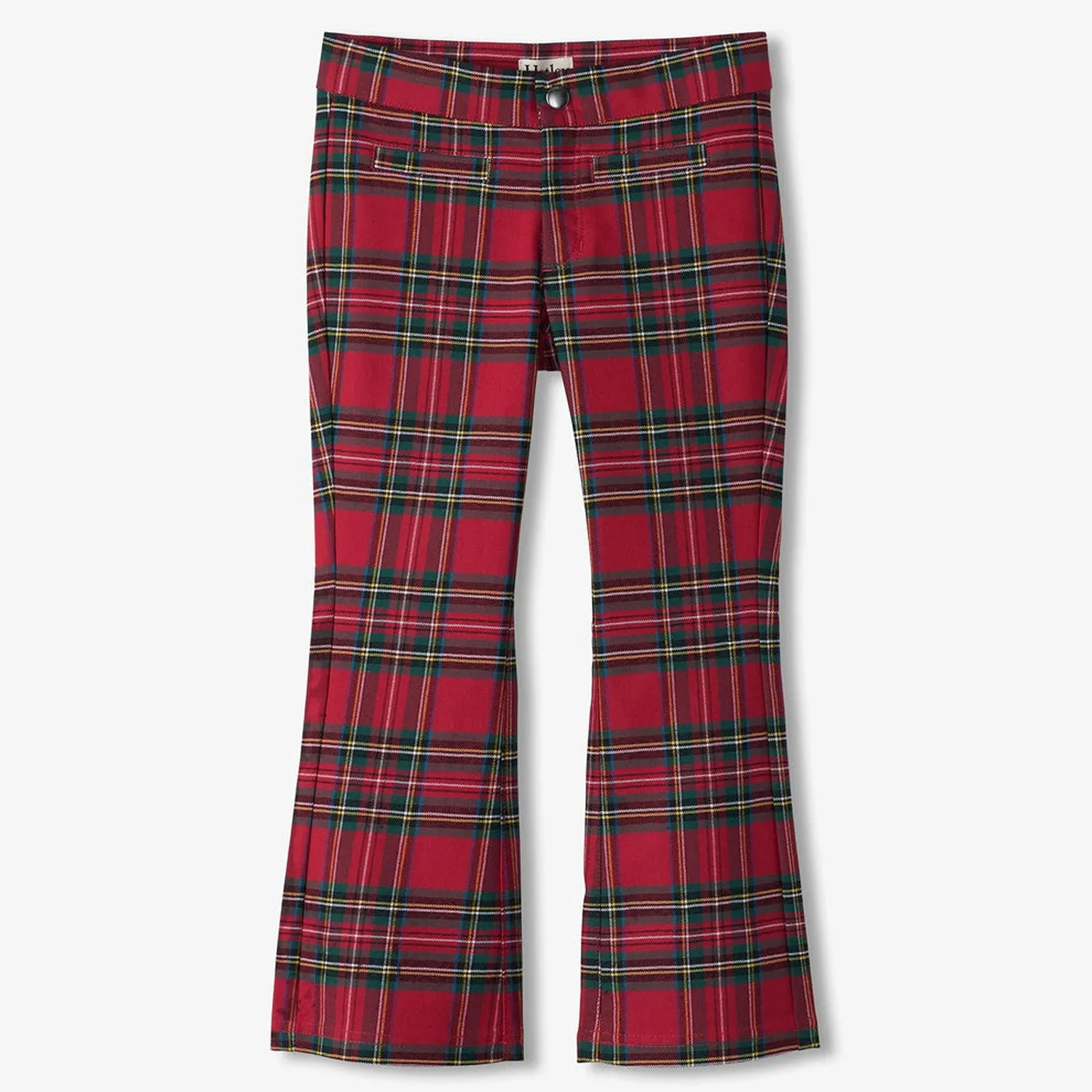 Girls Red Plaid Flared Pants
