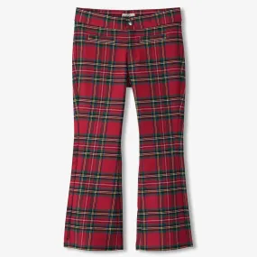 Girls Red Plaid Flared Pants