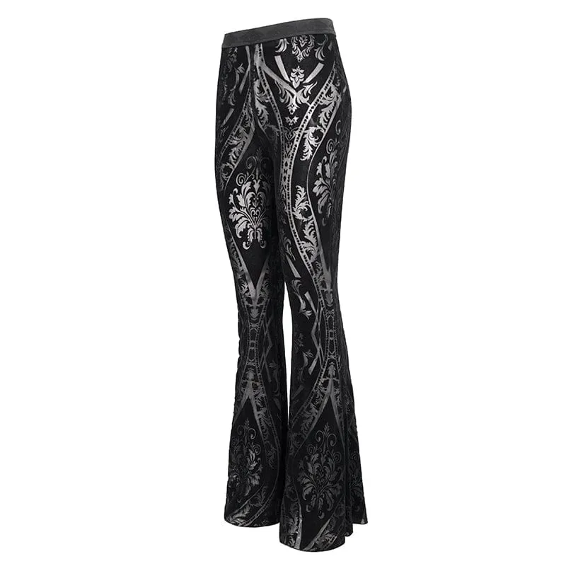 Gothic Totem Printed Sheer Flared Pants