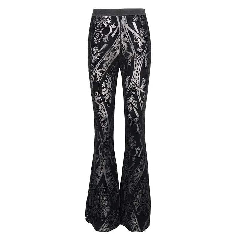 Gothic Totem Printed Sheer Flared Pants