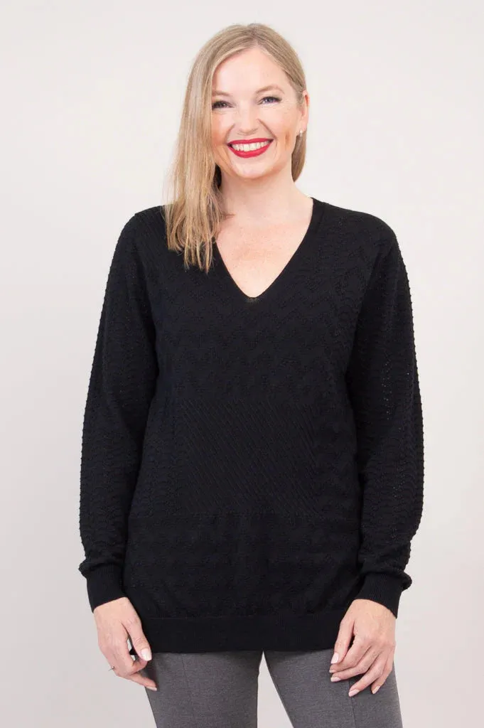 Greta Black Cotton Sweater