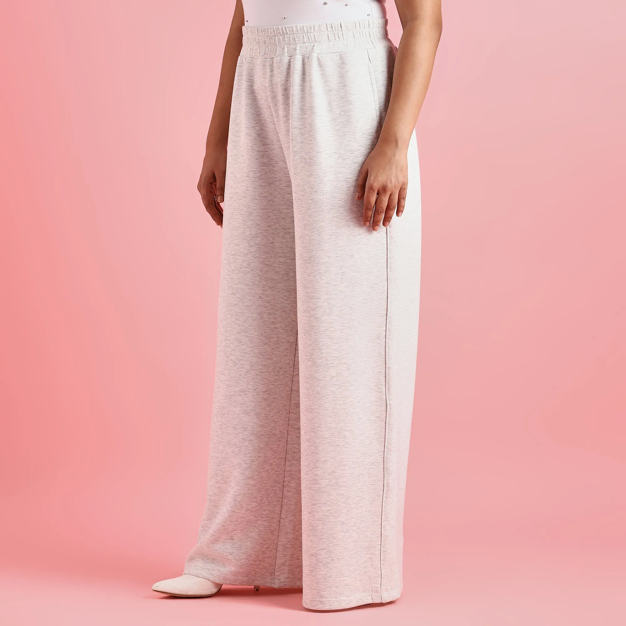 Grey Flared Plus Size Scuba Pants