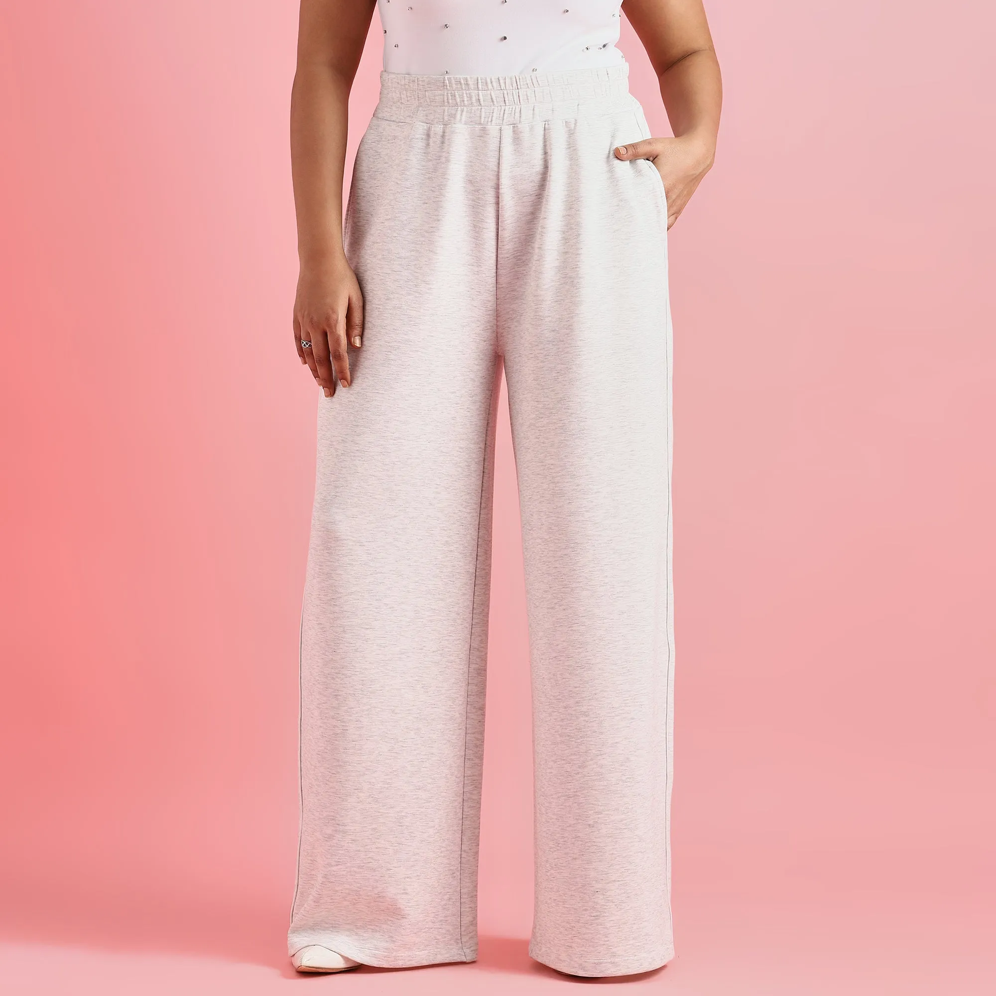 Grey Flared Plus Size Scuba Pants