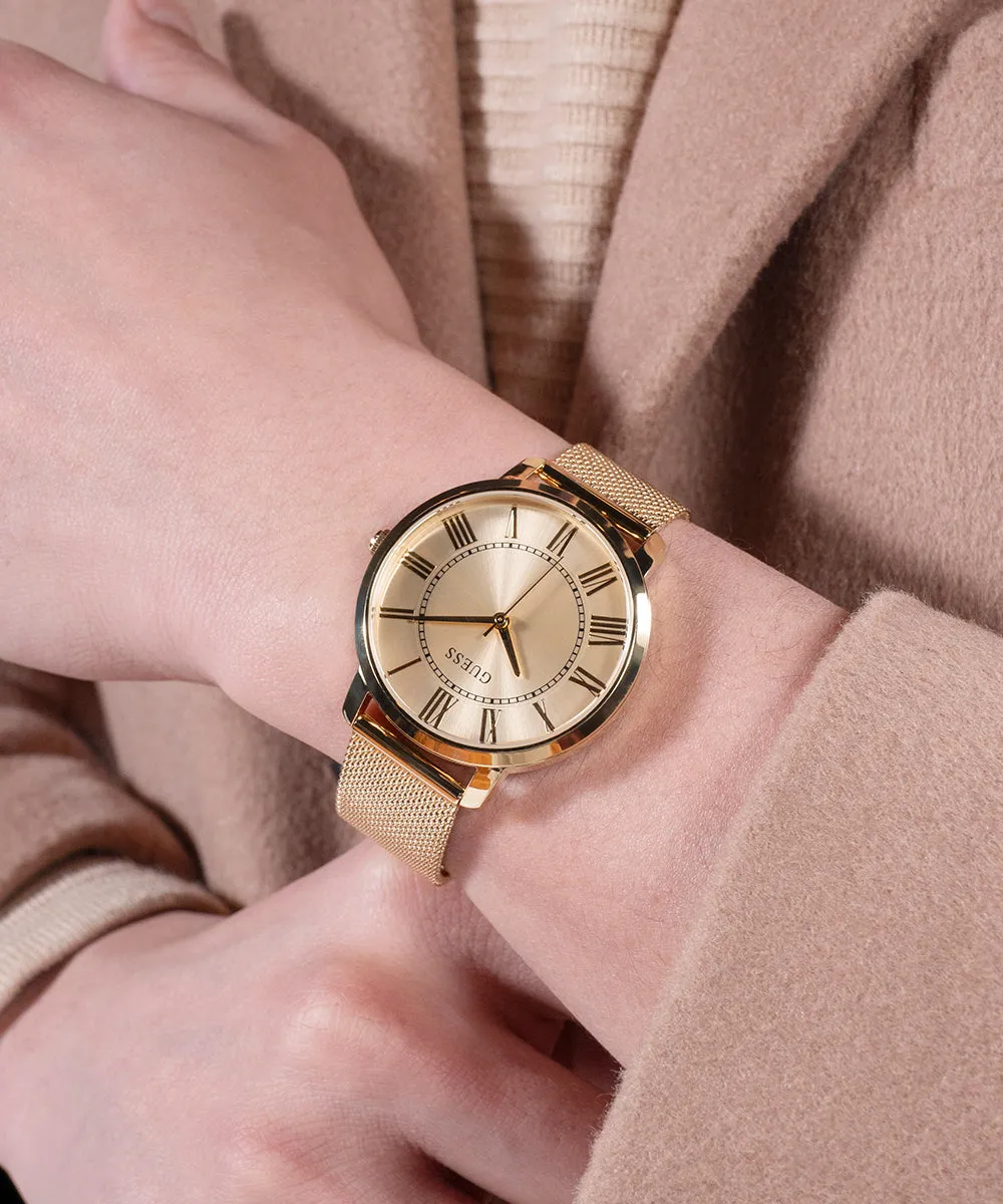 GUESS Mens Gold Tone Analog Watch