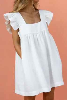 Guess White Square Neck Mini Dress