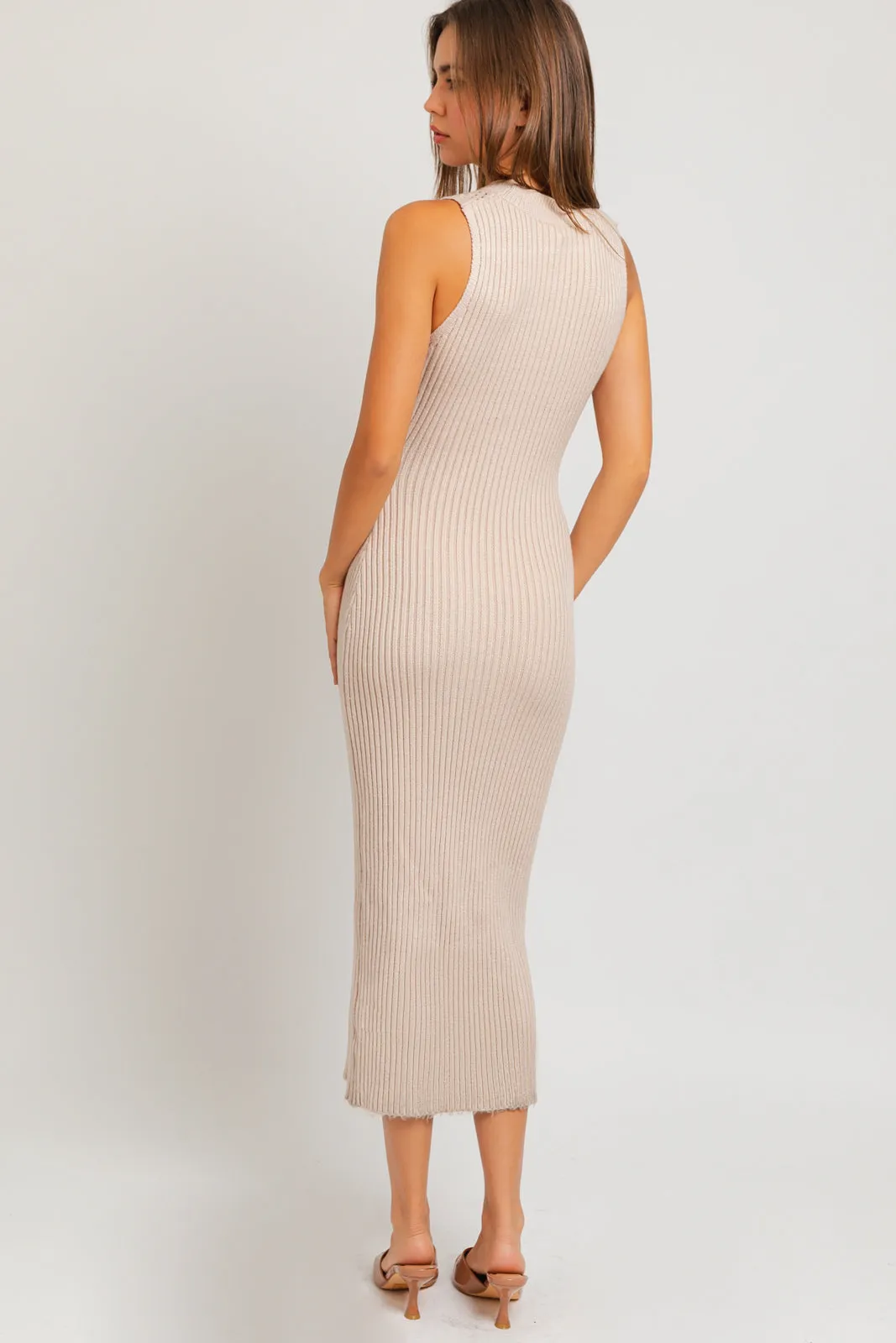 High Neck Slvless Sweater Maxi Dress
