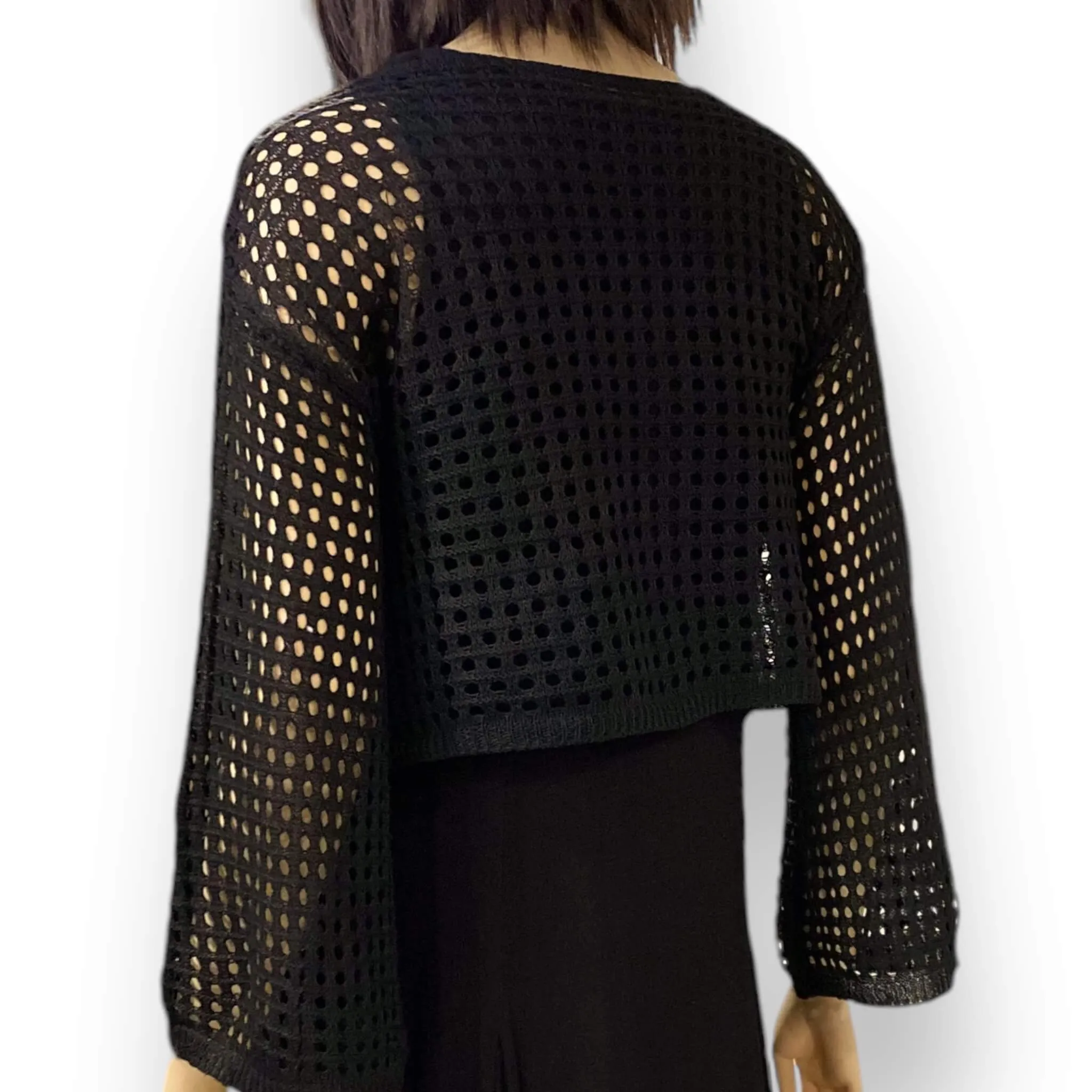 Hollow Out Bell Sleeve Knit Crop Top