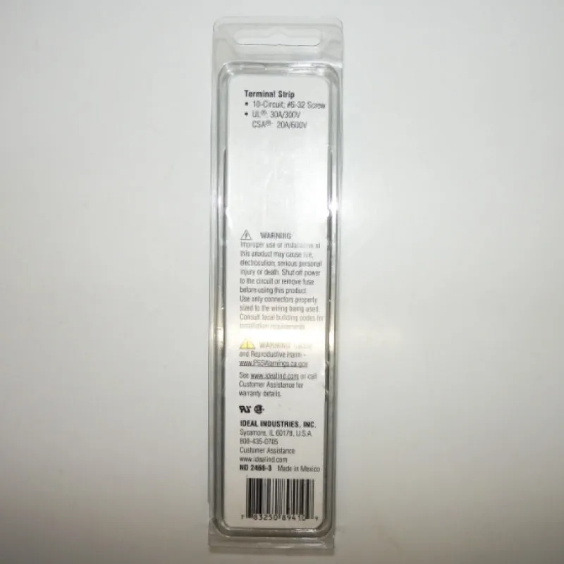Ideal Industries 10-Pole 22-12 AWG Terminal Strip 89-410