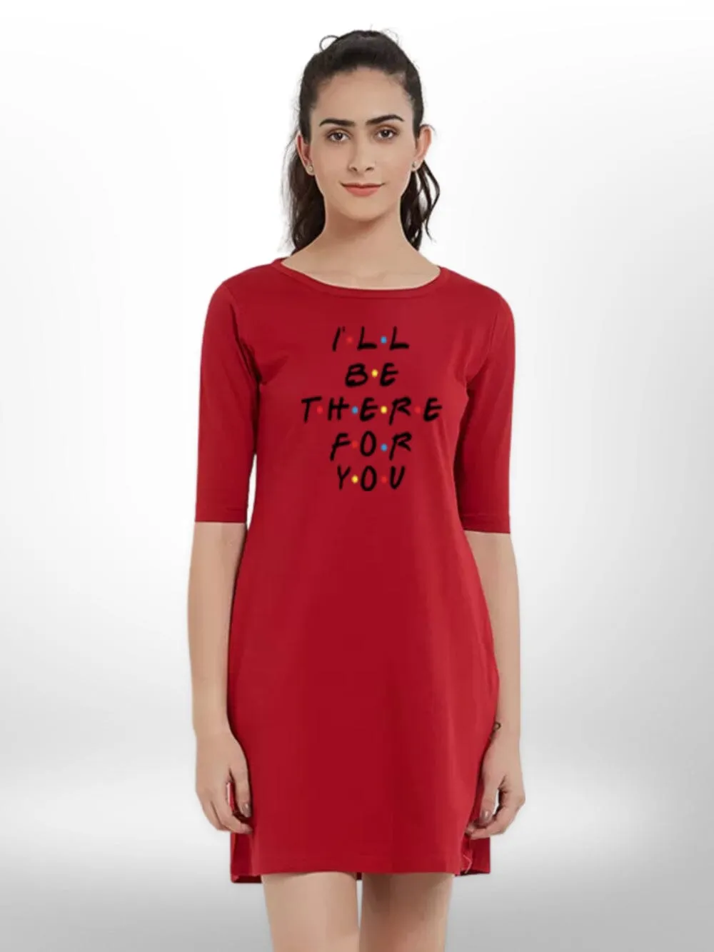 I'LL BE THERE PRINTED THREE QUARTER SLEEVE T-SHIRT SIDE POCKET FOR WOMEN'S