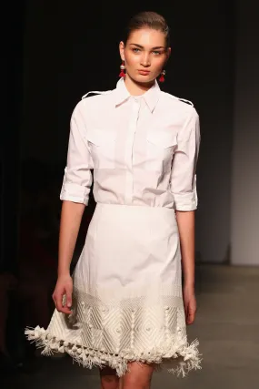 Indigenous Solid White Shirt With Full Sleeves