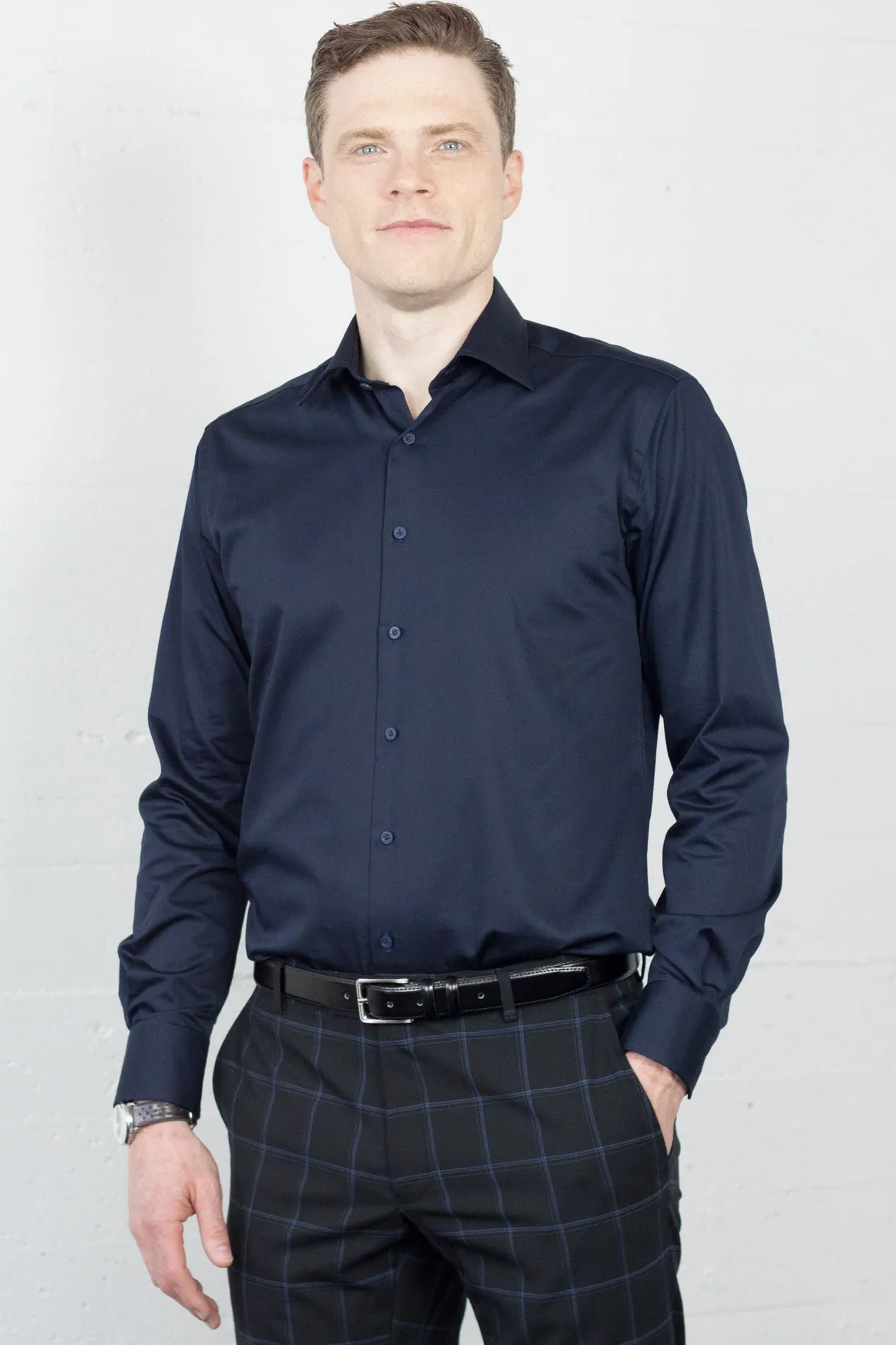 JB Shirt Navy Sateen