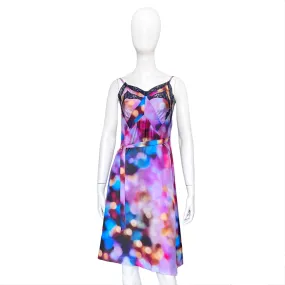 Jean paul gaultier backless purple sparkle lingerie silk wrap dress 38