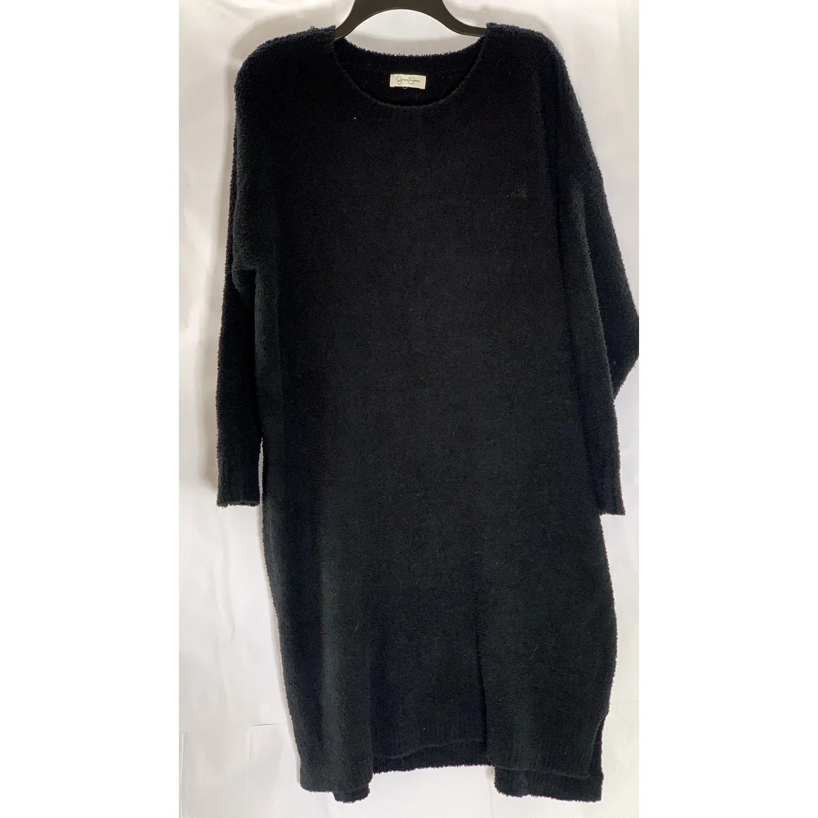 JESSICA SIMPSON Women's Black Cozy Knit Crewneck Long Sleeve Knee Dress SZ XL