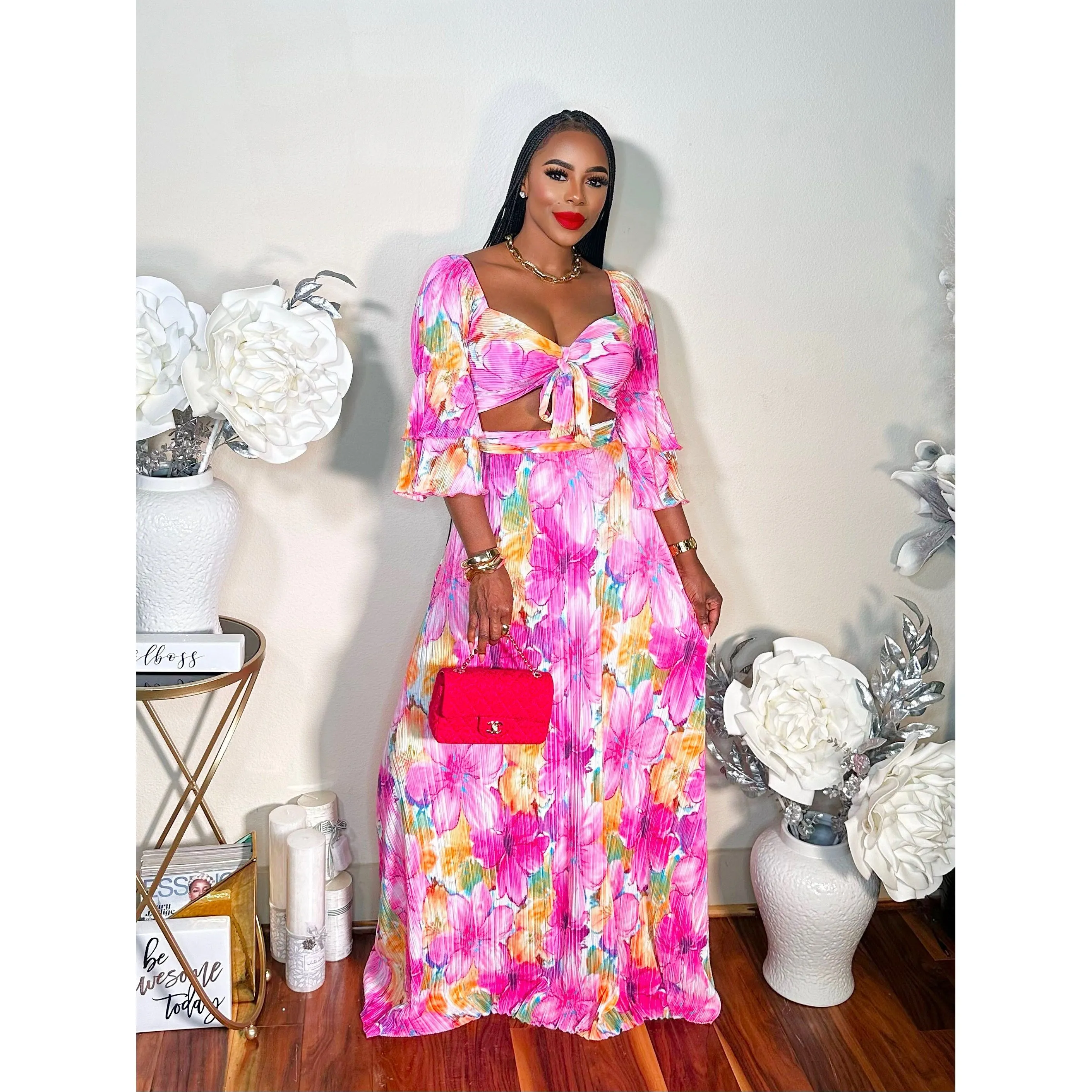 KIMBERLY 2 PIECE SET PINK FLORAL (RESTOCK)