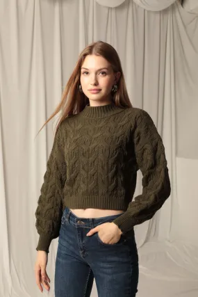 KKT Knitwear Fabric Knit Detail Women's Khaki Sweater - Wigan