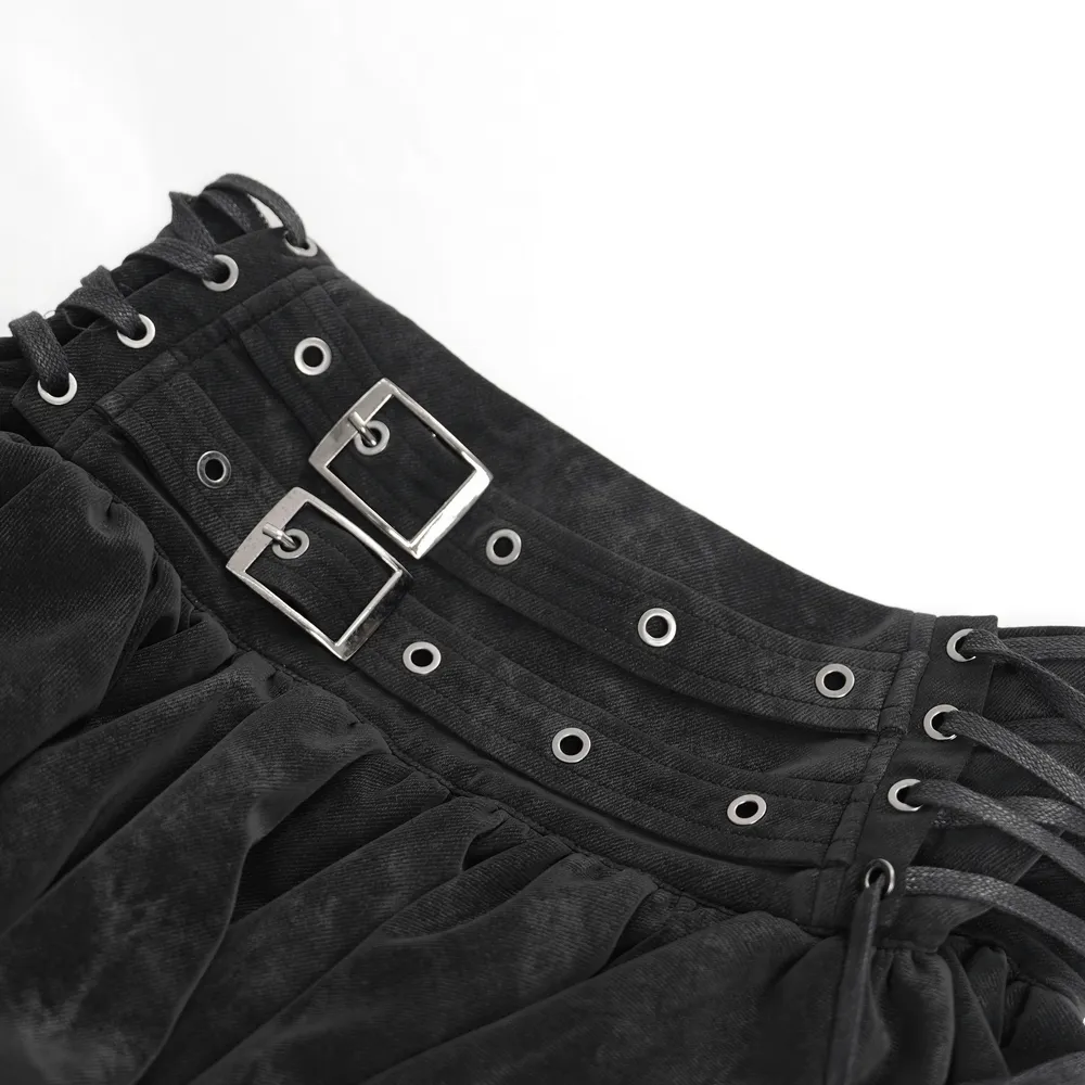 Layered Asymmetrical Gothic Skirt with Lace and Tulle