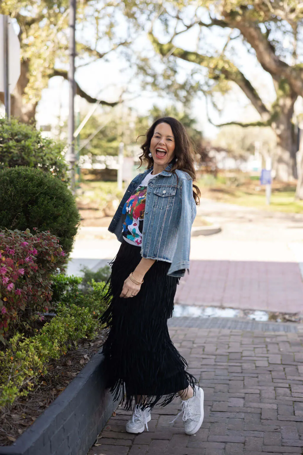 Layered Fringe Midi Skirt
