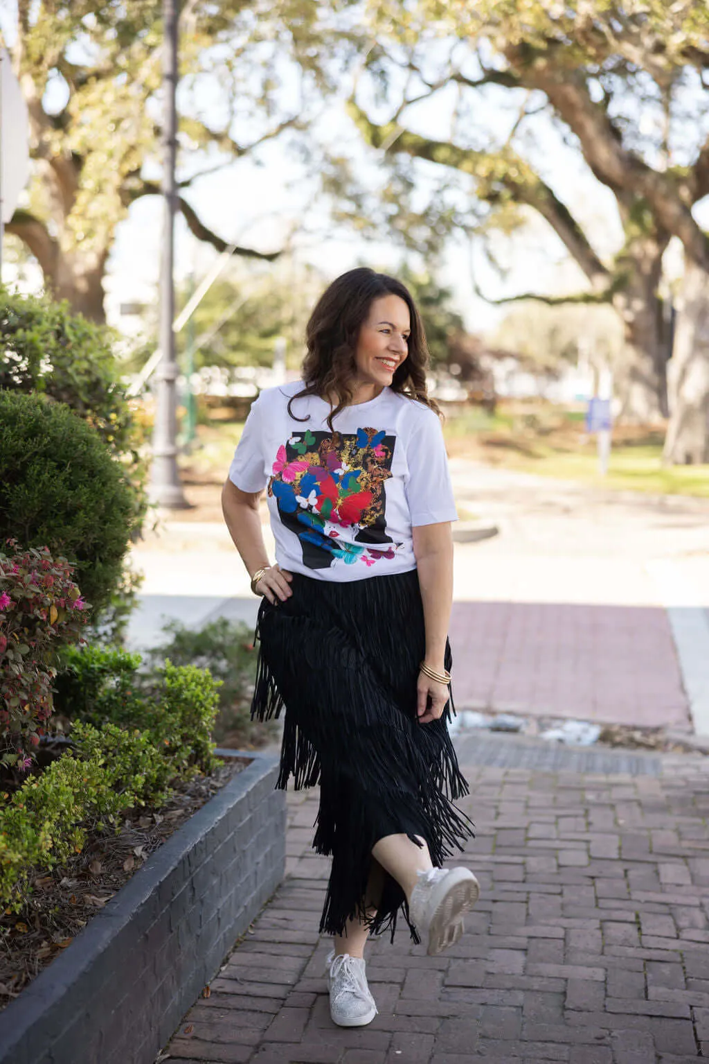 Layered Fringe Midi Skirt