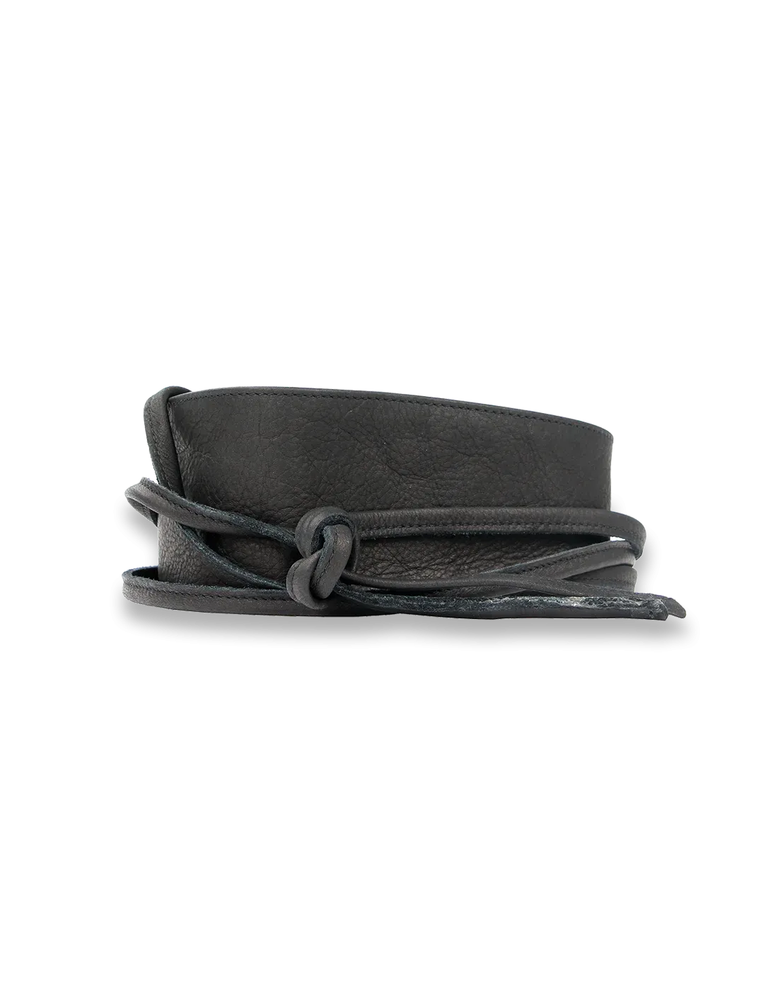 Leather Wrap & Tie Belt - Black