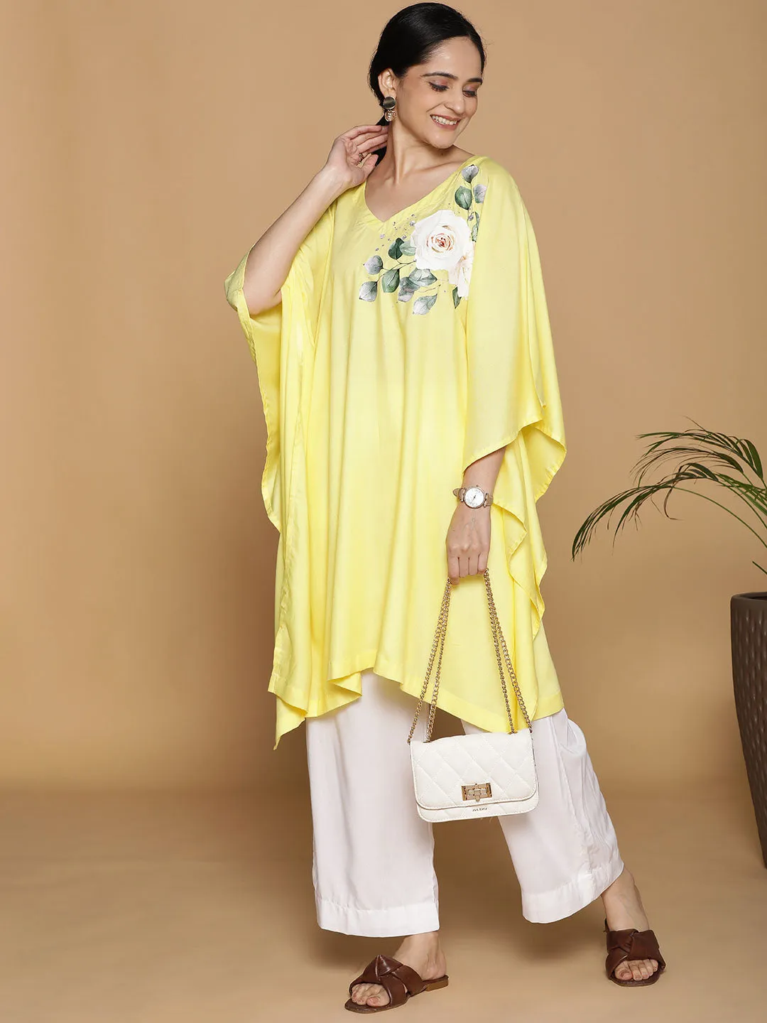 Lemon Rayon Kaftan - Garden Fairy