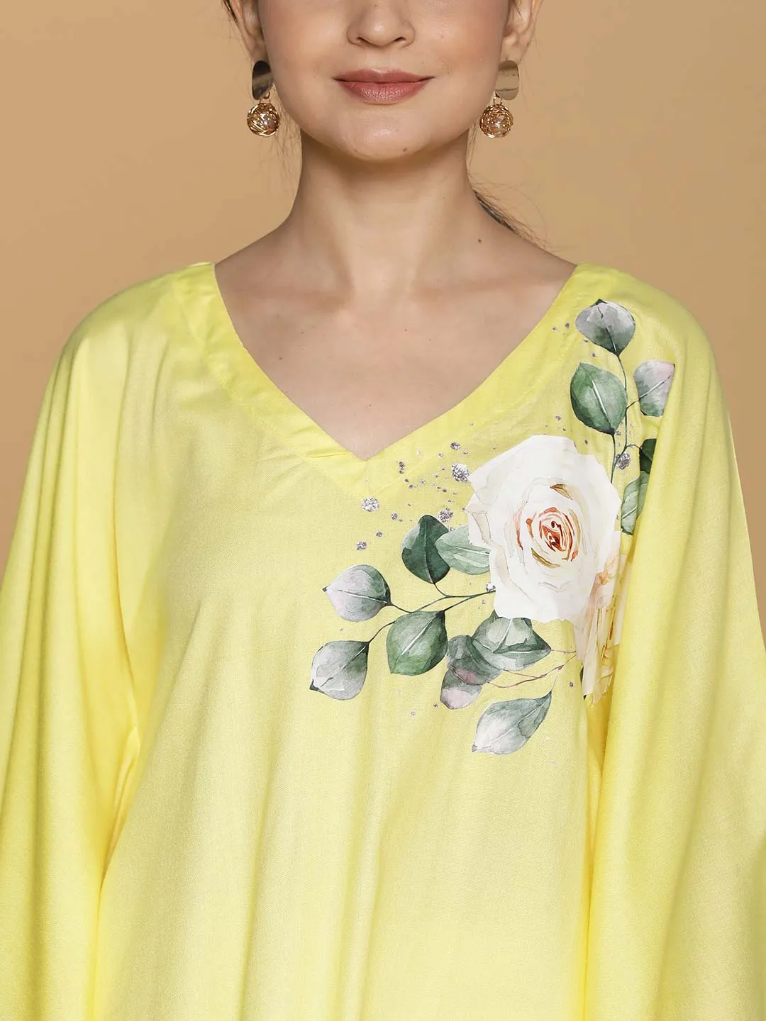 Lemon Rayon Kaftan - Garden Fairy