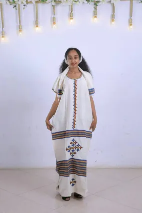 Long Beautiful Traditional Habesha Coffee Dress with Timeless Grace Ethiopian Coffee Dress