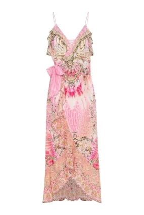 Long Wrap Dress w/ Frill