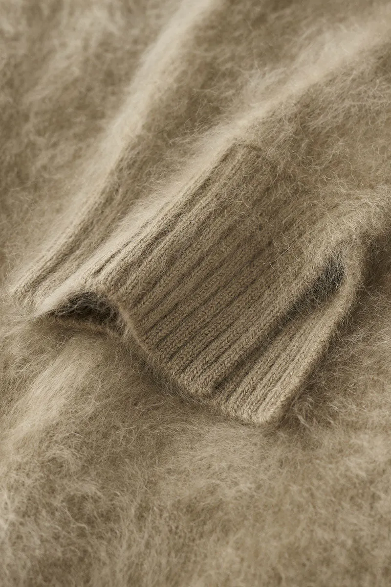 Luxe Brushed Cashmere Quarter Zip Sweater