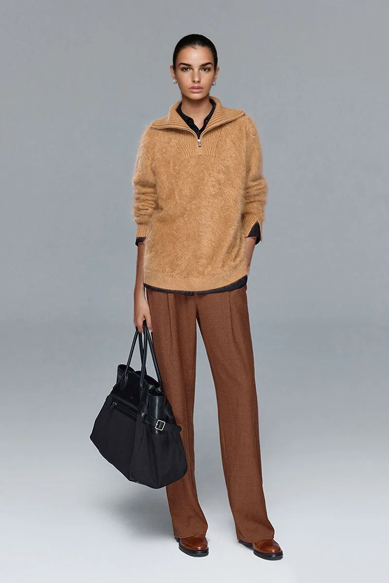 Luxe Brushed Cashmere Quarter Zip Sweater