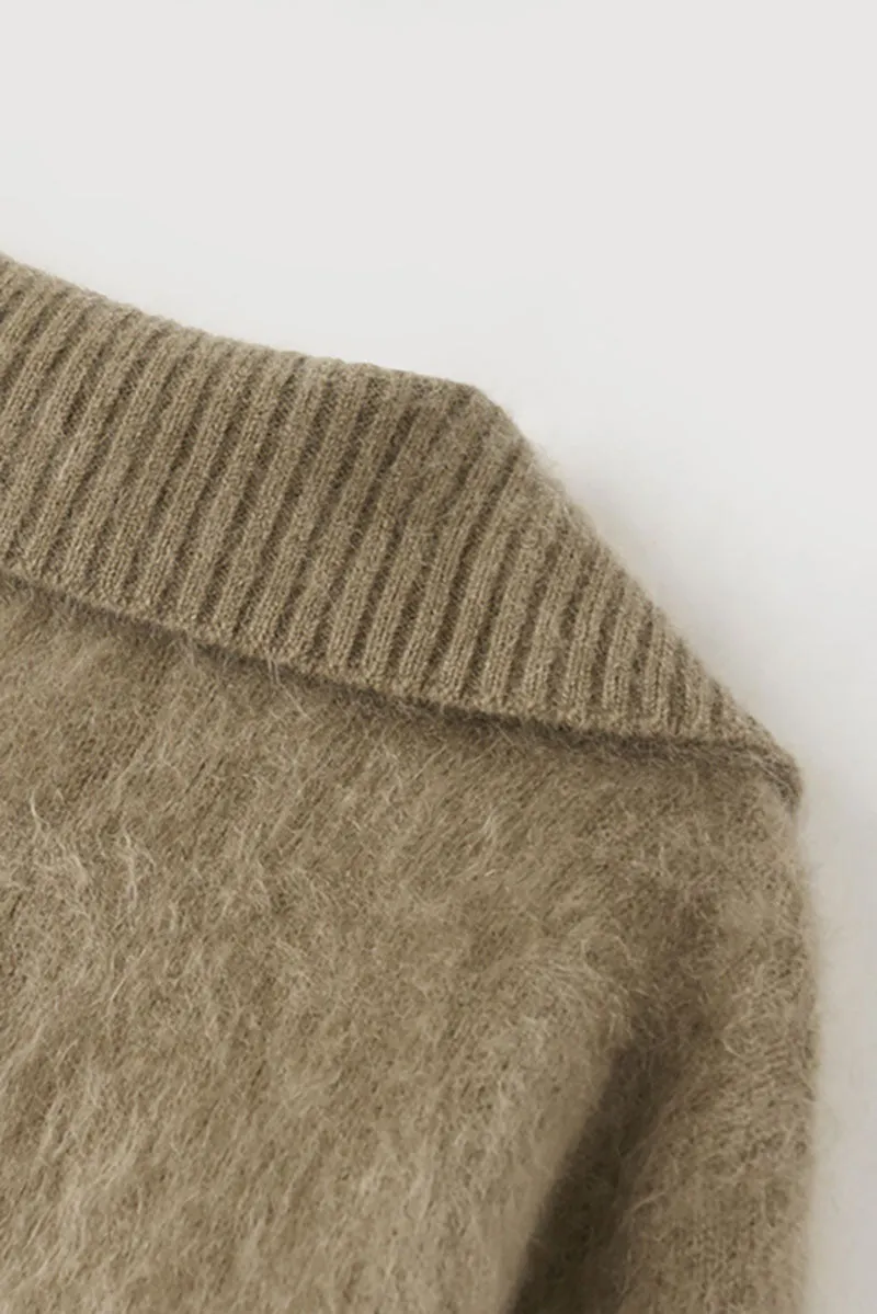 Luxe Brushed Cashmere Quarter Zip Sweater
