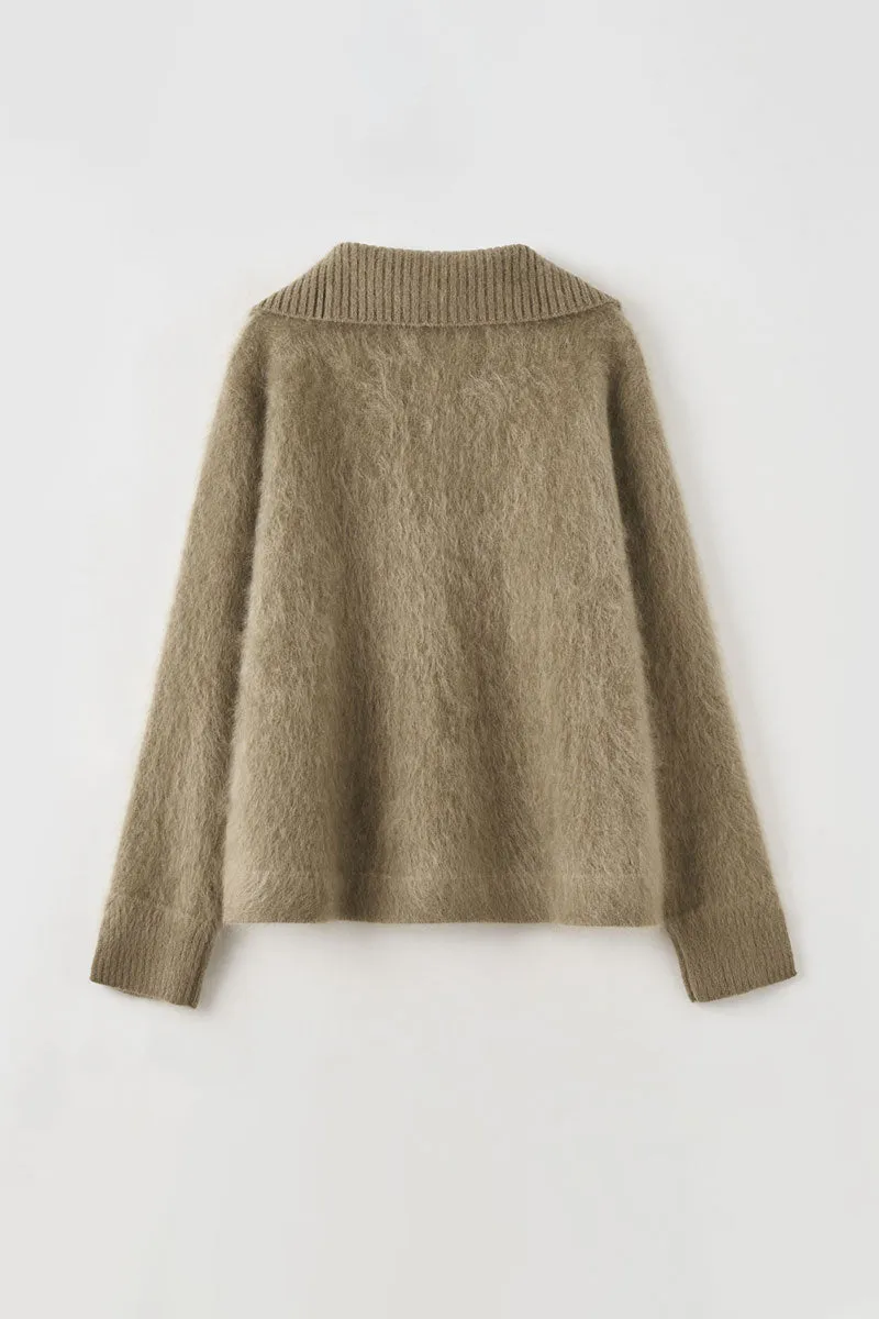 Luxe Brushed Cashmere Quarter Zip Sweater