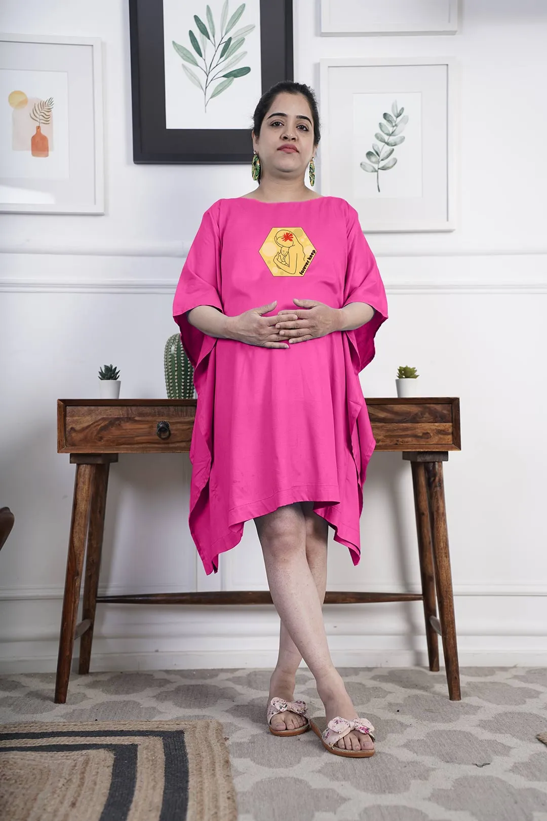 Magenta Rayon MaternityKaftan - Seraphic