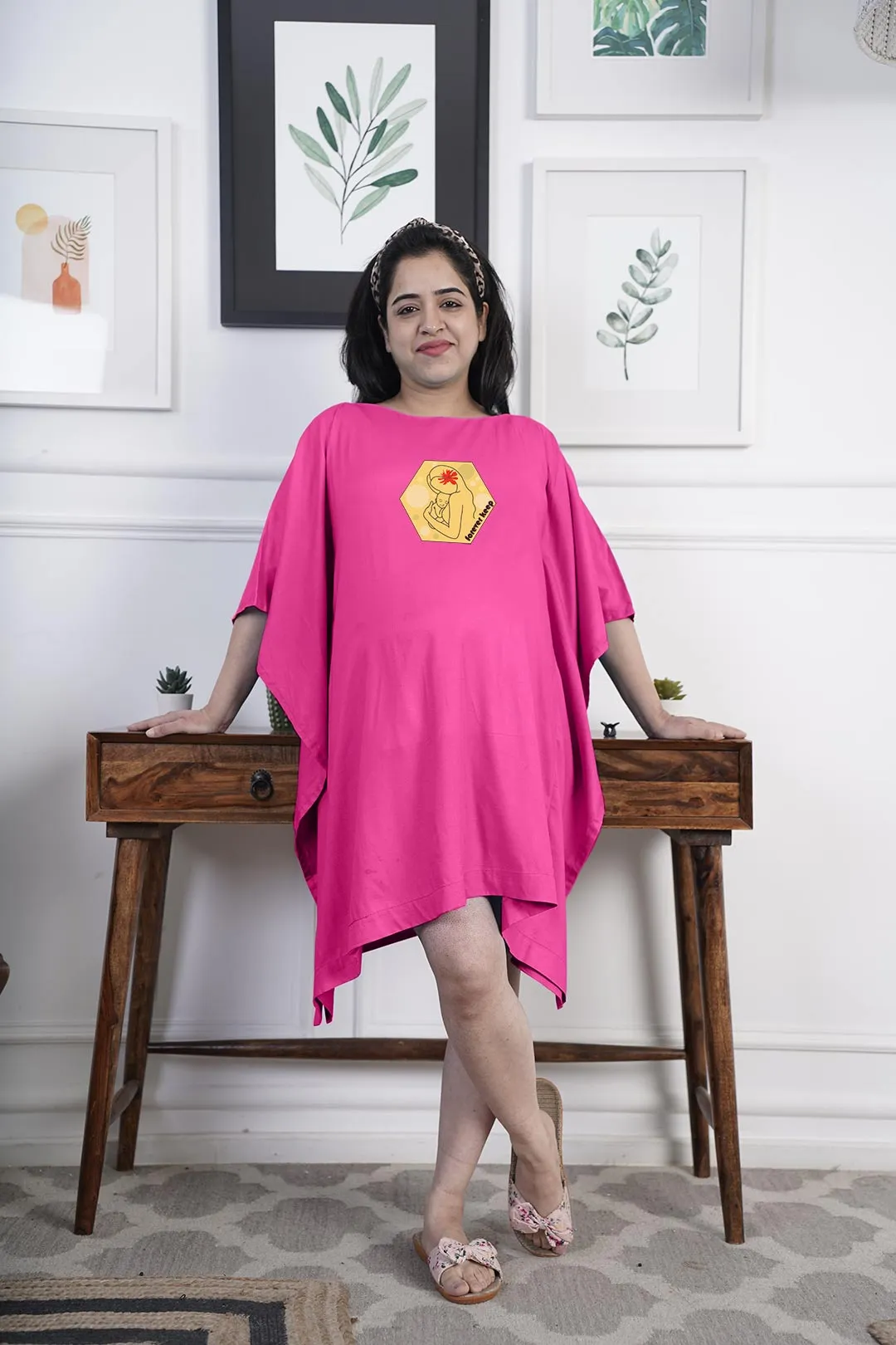 Magenta Rayon MaternityKaftan - Seraphic