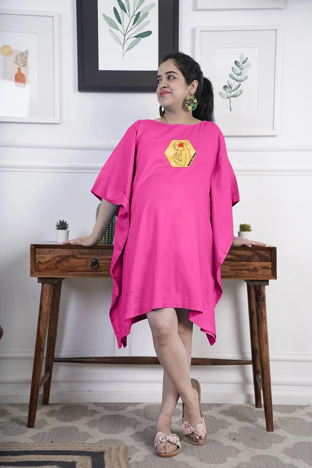 Magenta Rayon MaternityKaftan - Seraphic