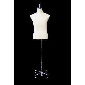Male Display Dress Form on Chrome Rolling Base