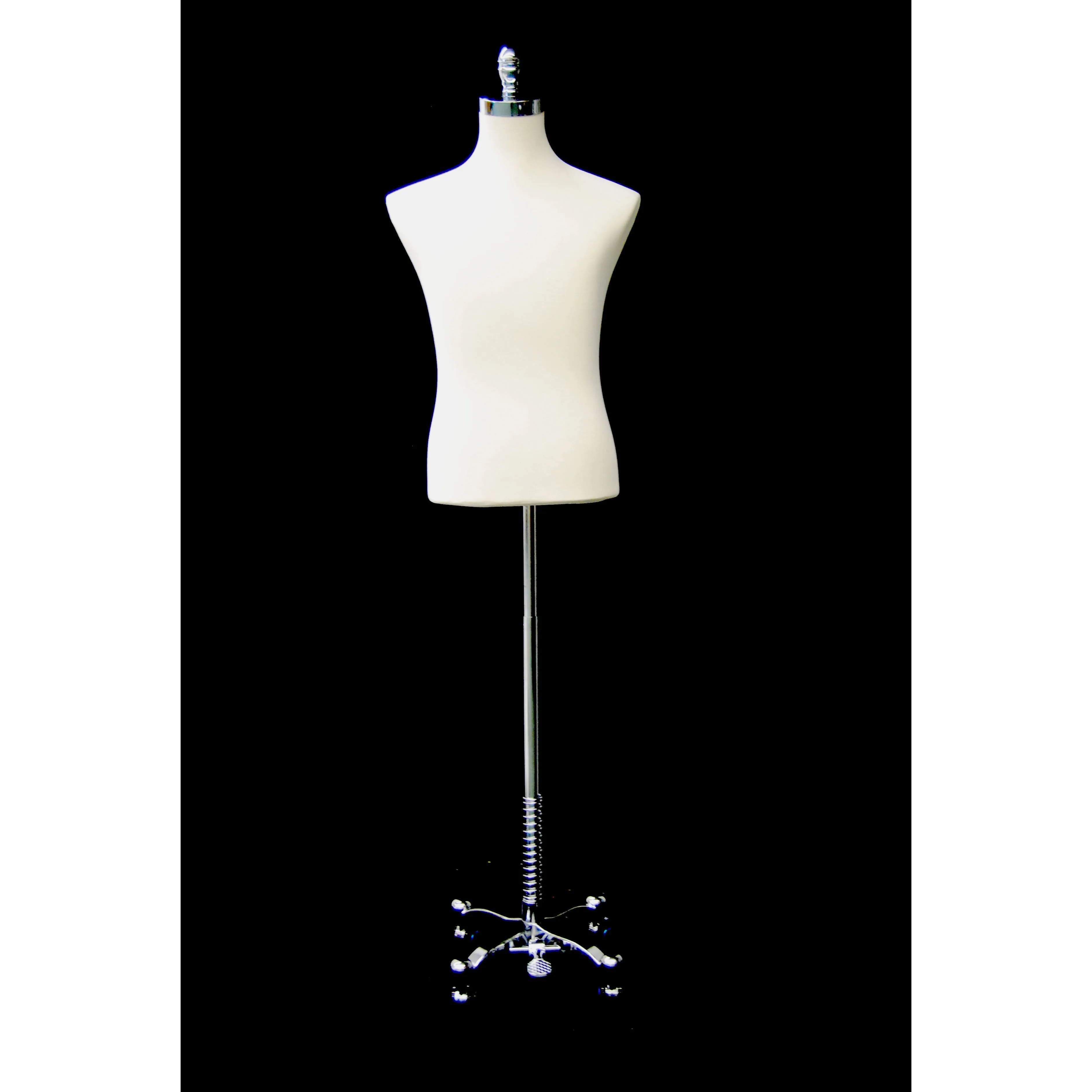 Male Display Dress Form on Chrome Rolling Base