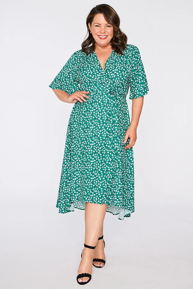 Mandy Green Floral Wrap Dress