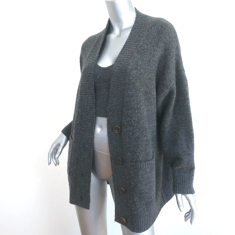 Mango Sweater Set Gray Wool-Blend Size Extra Small/Small Cardigan & Crop Top