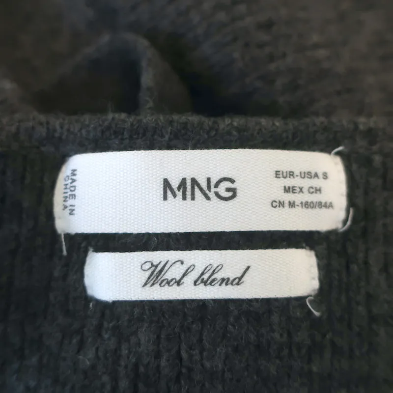 Mango Sweater Set Gray Wool-Blend Size Extra Small/Small Cardigan & Crop Top
