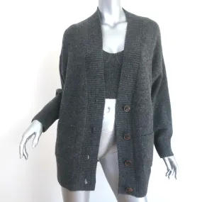 Mango Sweater Set Gray Wool-Blend Size Extra Small/Small Cardigan & Crop Top