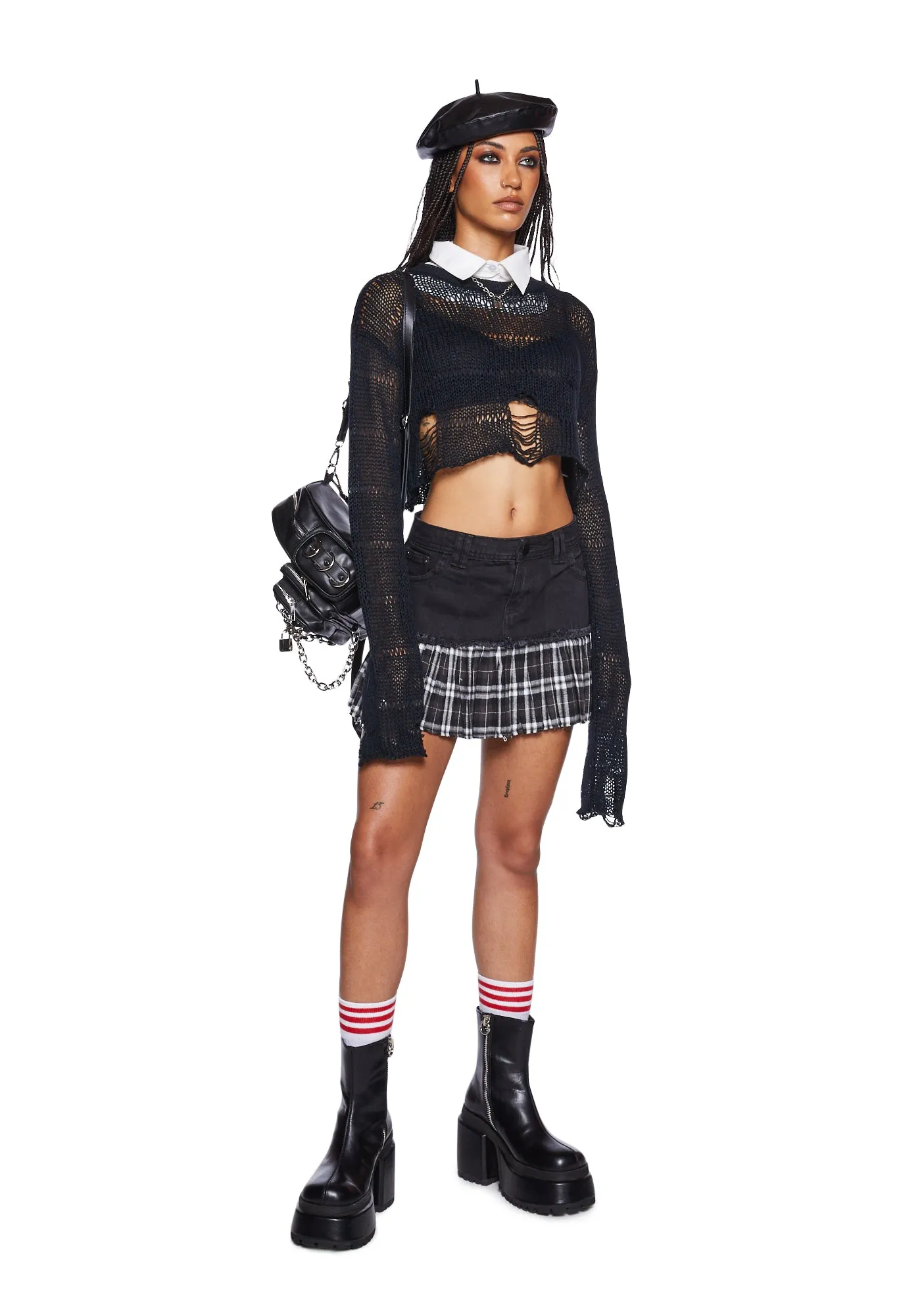 Melancholic Melody Crop Sweater - Black