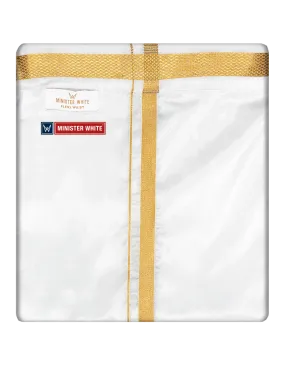 Mens Cotton White Colour Double Layered with Gold Jari Flexi Dhoti - Chairman