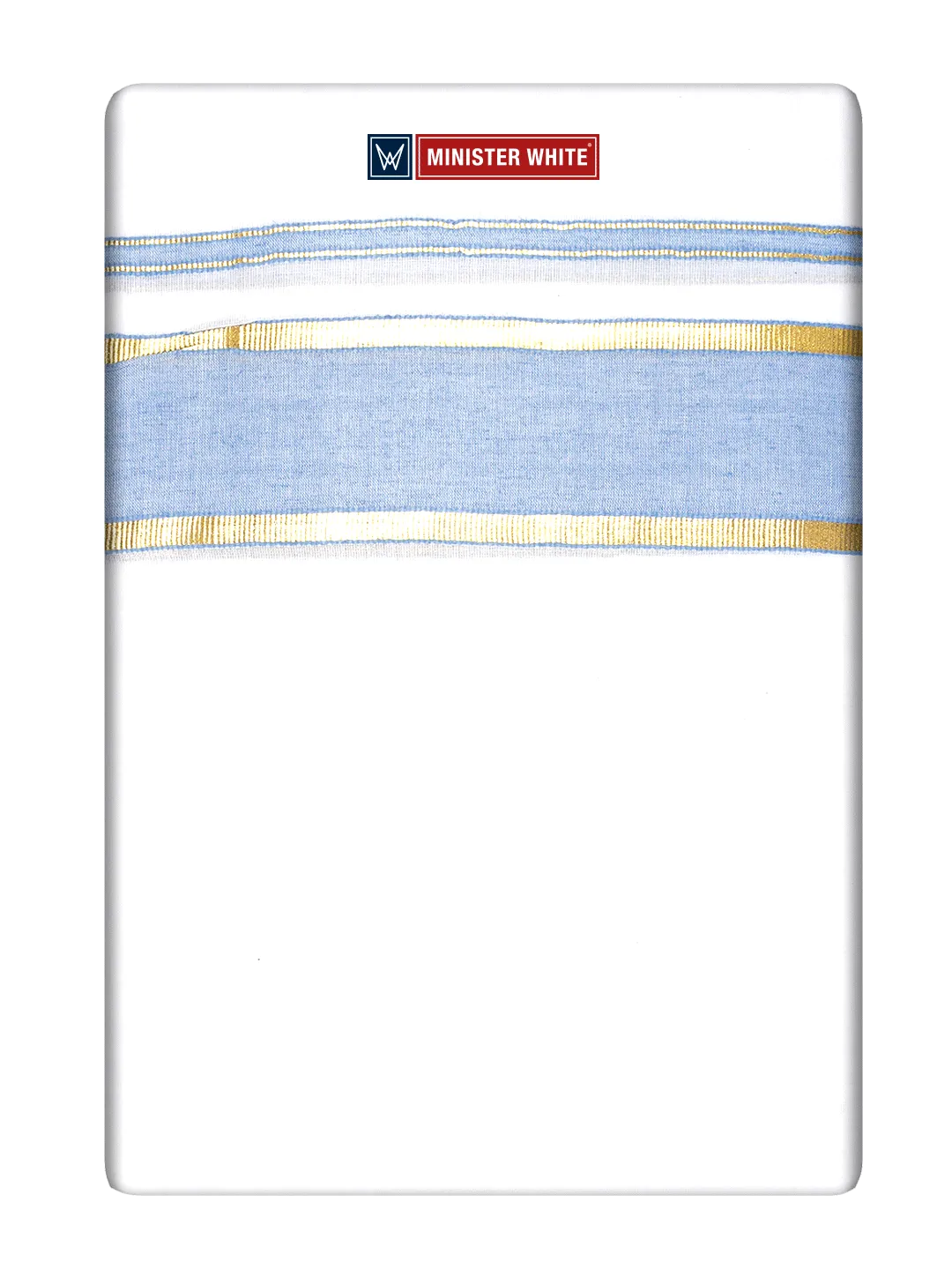 Mens Cotton White Double Layered Dhoti with Fancy Kara - Sterling 47374
