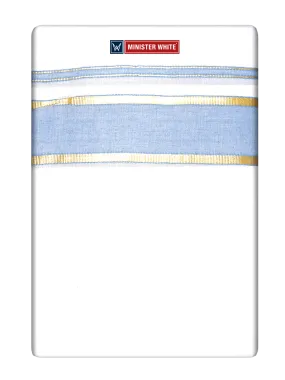 Mens Cotton White Double Layered Dhoti with Fancy Kara - Sterling 47374