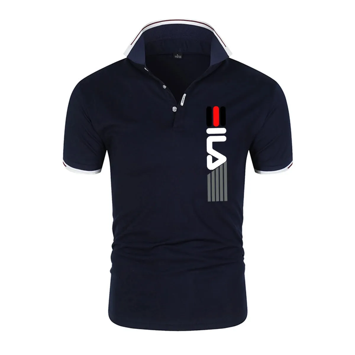 Men's Slim Fit Lapel Embroidered Polo Shirt
