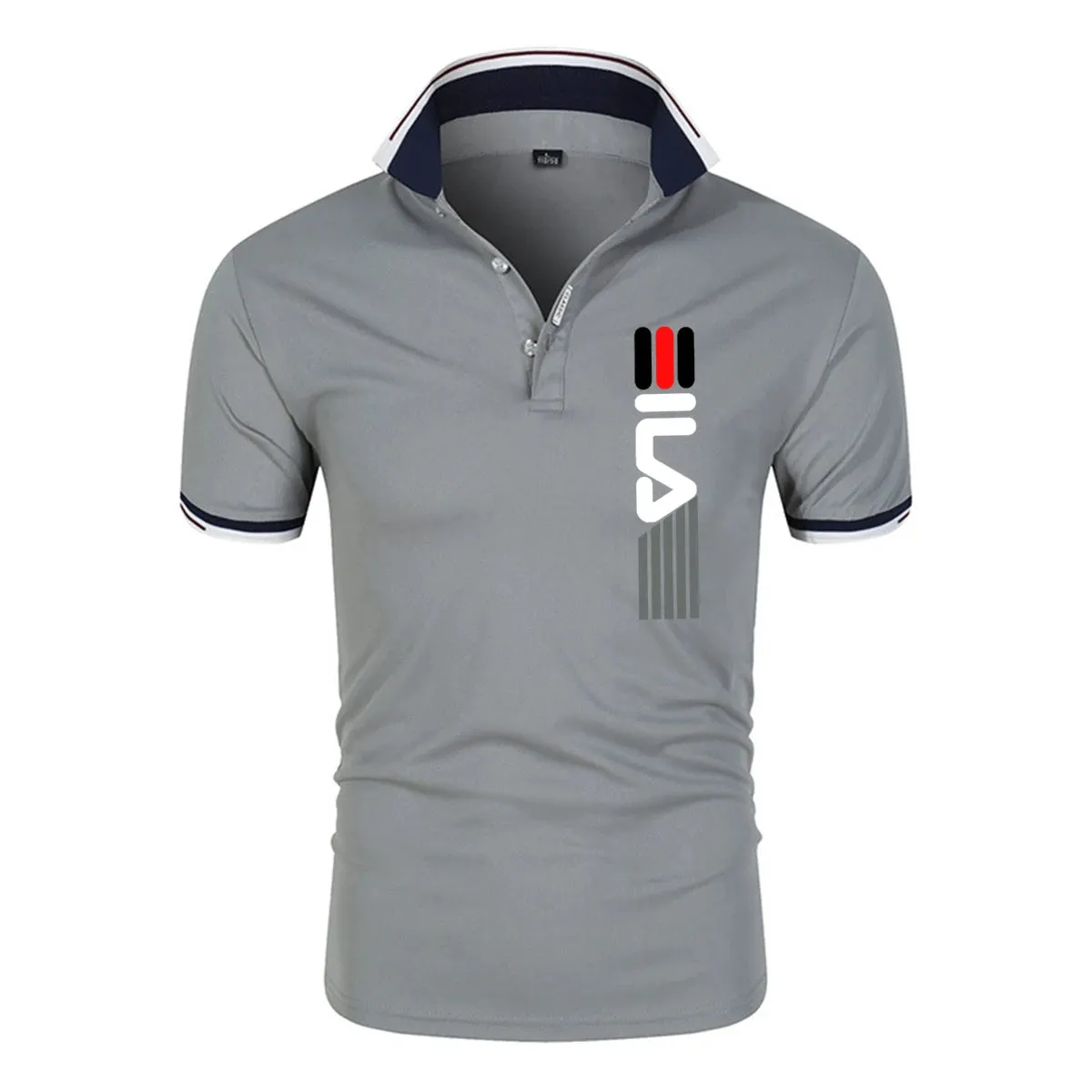 Men's Slim Fit Lapel Embroidered Polo Shirt