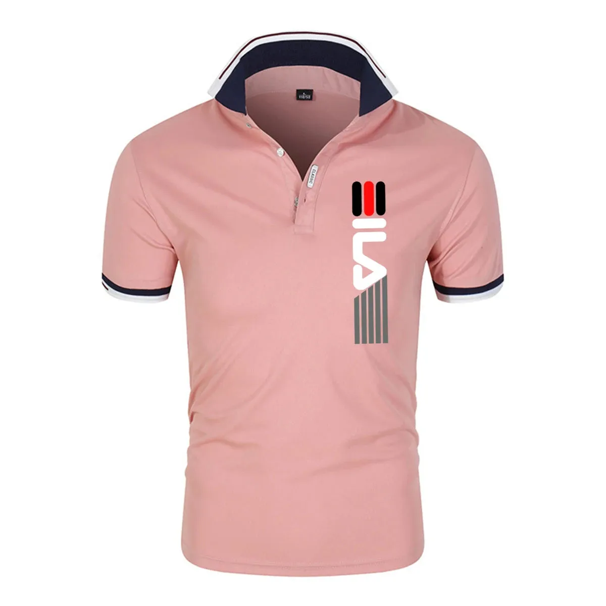 Men's Slim Fit Lapel Embroidered Polo Shirt