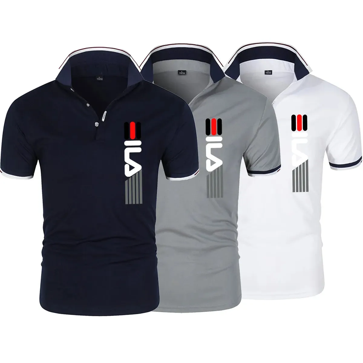 Men's Slim Fit Lapel Embroidered Polo Shirt