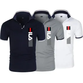 Men's Slim Fit Lapel Embroidered Polo Shirt
